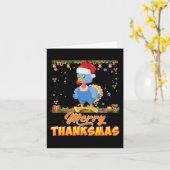 Vrolijk bedankt Turkije Santa Elf Thanksgiving Chr Kaart (Gele Bloem)