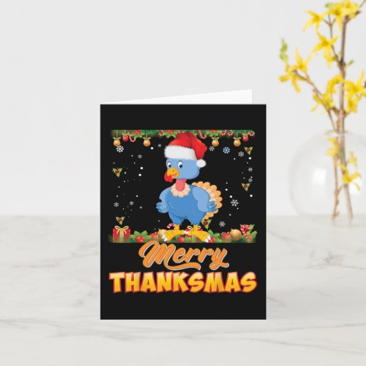 Vrolijk bedankt Turkije Santa Elf Thanksgiving Chr Kaart (Gele Bloem)