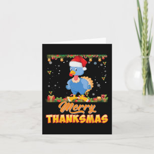 Vrolijk bedankt Turkije Santa Elf Thanksgiving Chr Kaart