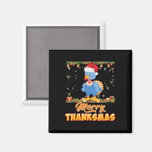 Vrolijk bedankt Turkije Santa Elf Thanksgiving Chr Magneet (Voorkant / Achterkant)
