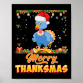 Vrolijk bedankt Turkije Santa Elf Thanksgiving Chr Poster (Voorkant)