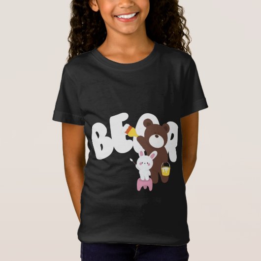 Vrolijk Beer meisje T-shirt (Voorkant)