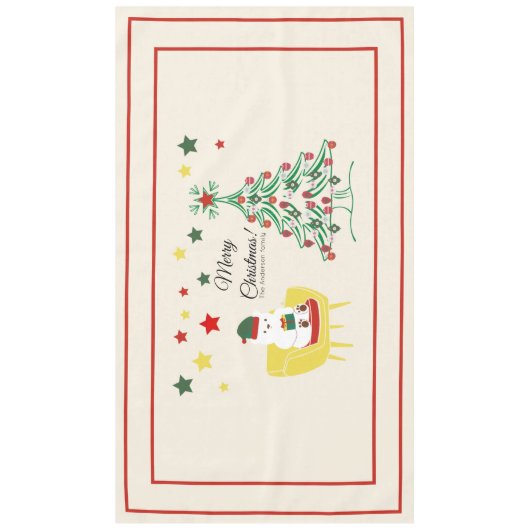 Vrolijk  Beer met kerstmis en boommonogram Tafelkleed (Voorkant)