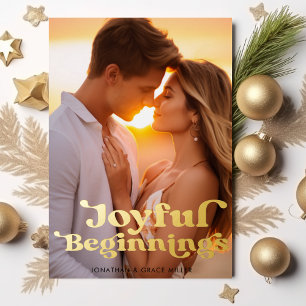 Vrolijk begin Elegante moderne minimale foto Folie Feestdagenkaart