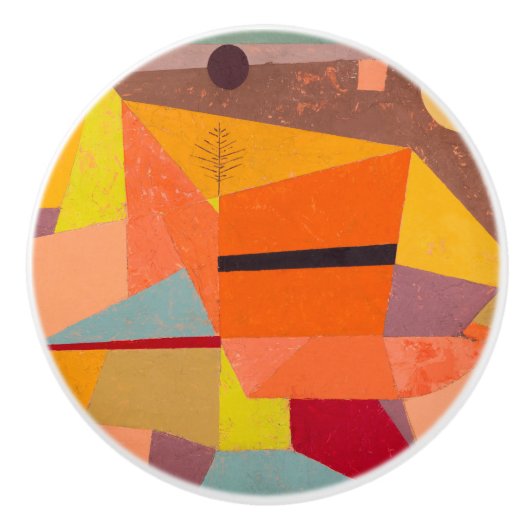 Vrolijk berglandschap, Paul Klee Abstracte kunst Keramische Knop (Voorkant)