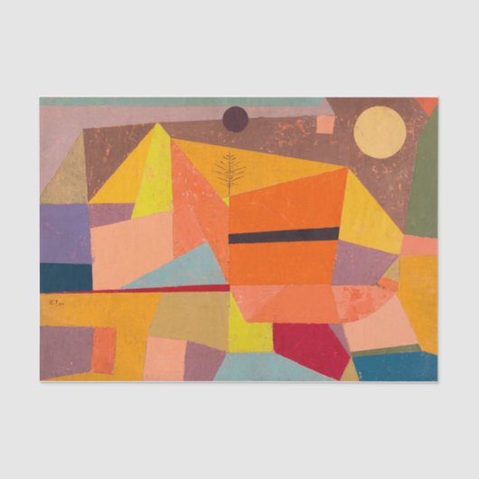 Vrolijk berglandschap, Paul Klee Abstracte kunst Tissuepapier (Voorkant)