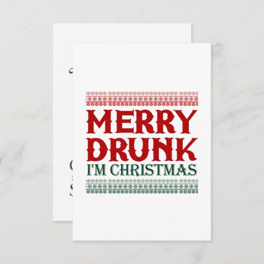 Vrolijk Beschonken Ik Ben Kerstmis Kaart (Voorkant / Achterkant)