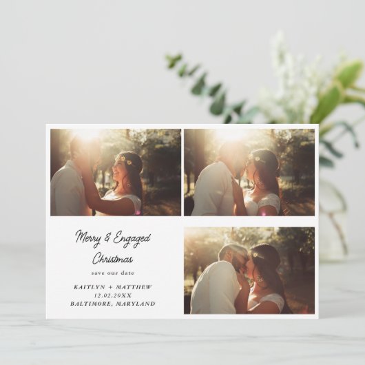 Vrolijk & Betrokken Kerstmis | De datumfoto opslaa Feestdagenkaart (Staand voorkant)