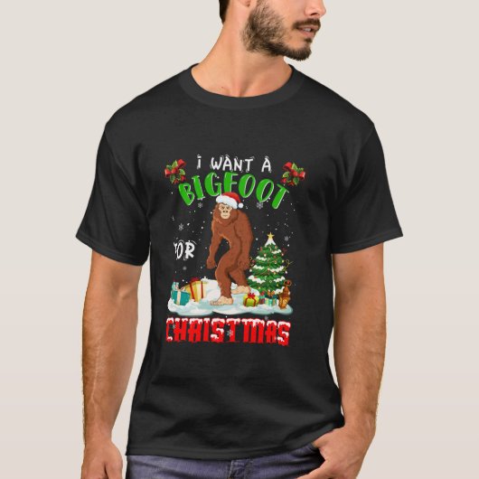 Vrolijk Bigfoot Kerstmis Pyjama Lelijke trui Santa T-shirt (Voorkant)