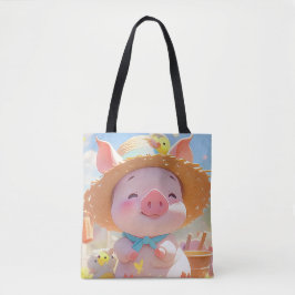 Vrolijk biggetje met een Pet Tote Bag