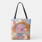 Vrolijk biggetje met een Pet Tote Bag (Achterkant)