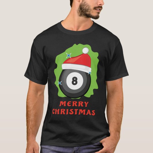 Vrolijk Biljart Kerstmis - Grappig T-shirt (Voorkant)