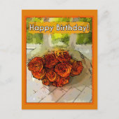 Vrolijk Birthday! Abstracte Oranje en gele rozen Briefkaart (Voorkant)
