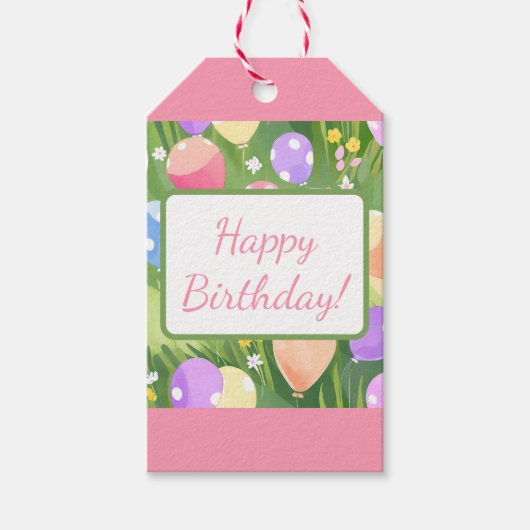 Vrolijk Birthday! Balloon Cadeaulabel (Voorkant)