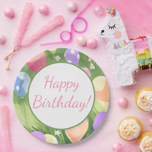 Vrolijk Birthday! Balloon Papieren Bordje (Feest)