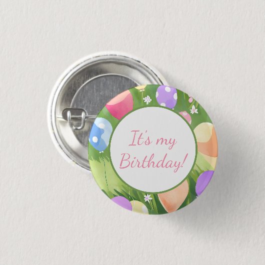 Vrolijk Birthday! Balloon Ronde Button 3,2 Cm (Voorkant /achterkant)