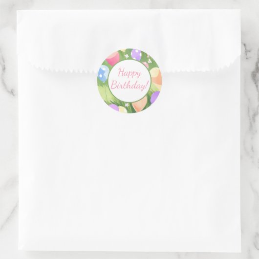 Vrolijk Birthday! Balloon Ronde Sticker (Tas)