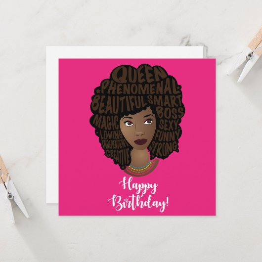 Vrolijk Birthday! Bevordering van zwarte vrouwen, Kaart (Voorkant / Achterkant in situ)