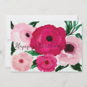 Vrolijk Birthday! Big Pink Flowers Mooi (Voorkant)