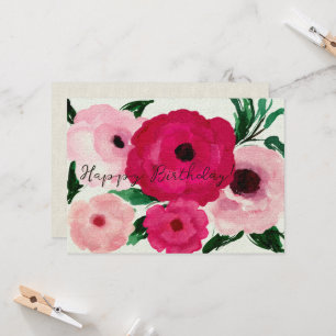 Vrolijk Birthday! Big Pink Flowers Mooi