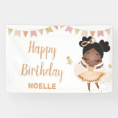 Vrolijk Birthday! Black Princess Ballerina met Bow Spandoek (Horizontaal)