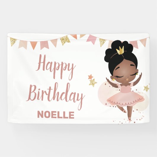 Vrolijk Birthday! Black Princess Ballerina Spandoek (Horizontaal)