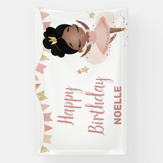 Vrolijk Birthday! Black Princess Ballerina Spandoek (Verticaal)