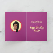 Vrolijk Birthday! Black Woman, High Puff Ponytail Kaart (Binnen)