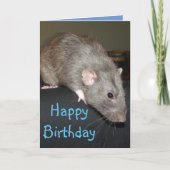 Vrolijk Birthday! Blauwe rat Card Kaart (Voorkant)
