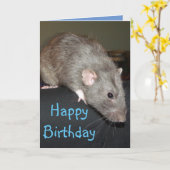 Vrolijk Birthday! Blauwe rat Card Kaart (Gele Bloem)