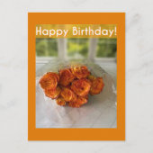 Vrolijk Birthday! Briefkaart van Oranje en gele ro (Voorkant)
