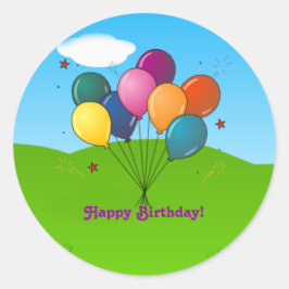 Vrolijk Birthday! Celebratieballonnen Ronde Sticker