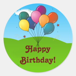 Vrolijk Birthday! Celebratieballonnen Ronde Sticker