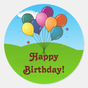 Vrolijk Birthday! Celebratieballonnen Ronde Sticker