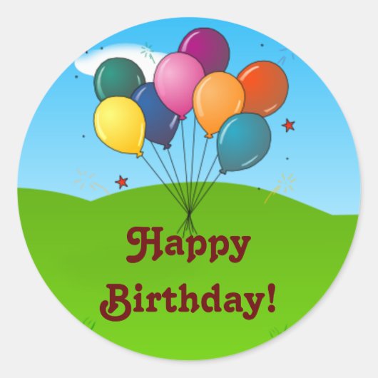Vrolijk Birthday! Celebratieballonnen Ronde Sticker (Voorkant)