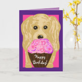 Vrolijk Birthday! Cocker Spaniel Art Kaart (Gele Bloem)