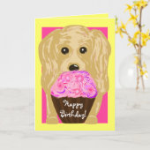Vrolijk Birthday! Cocker Spaniel Art Kaart (Gele Bloem)