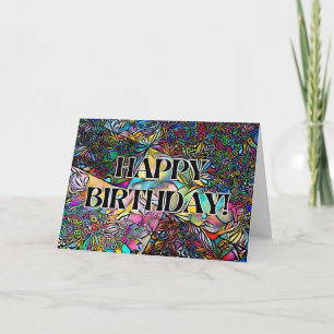 Vrolijk Birthday! Colorful Abstract Patroonkaart Kaart