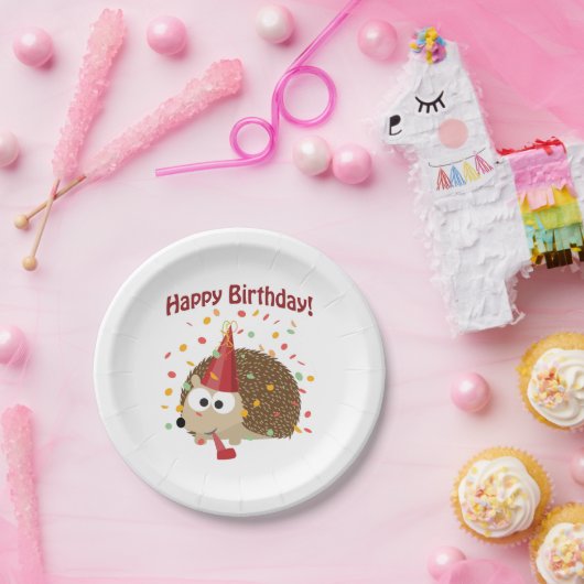 Vrolijk Birthday! Confetti Hedegel Papieren Bordje (Feest)