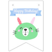 Vrolijk Birthday! | Cute Green Bunny Kids Birthday Vlaggetjes (Eerste vlag)