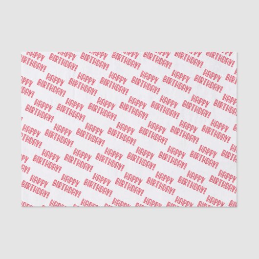 Vrolijk Birthday! Cute Red Hearts Typografie Tissuepapier (Voorkant)