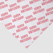 Vrolijk Birthday! Cute Red Hearts Typografie Tissuepapier (Detail)