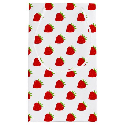 Vrolijk Birthday! | Cute Strawberry Pattern Klein Cadeauzakje (Achterkant)