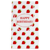 Vrolijk Birthday! | Cute Strawberry Pattern Klein Cadeauzakje
