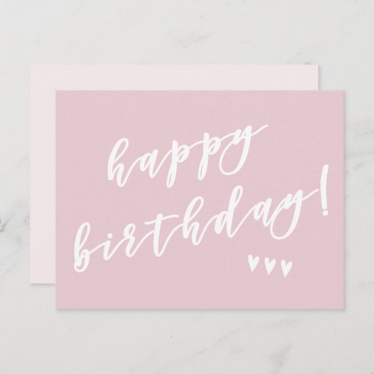 Vrolijk Birthday! Dusty Pink Brusch Script Briefkaart (Voorkant / Achterkant)