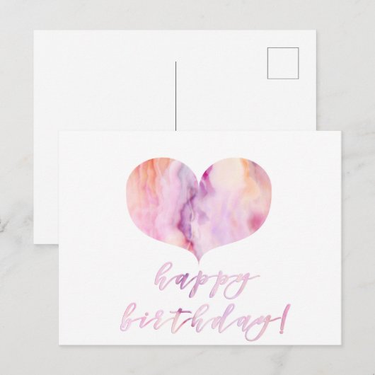 Vrolijk Birthday! Elegant Paars Agate Heart Briefkaart (Voorkant / Achterkant)