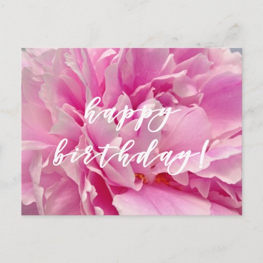 Vrolijk Birthday! Elegant Pink Peonies Briefkaart (Voorkant)