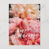 Vrolijk Birthday! Elegant roze en peach peonies Briefkaart (Voorkant)