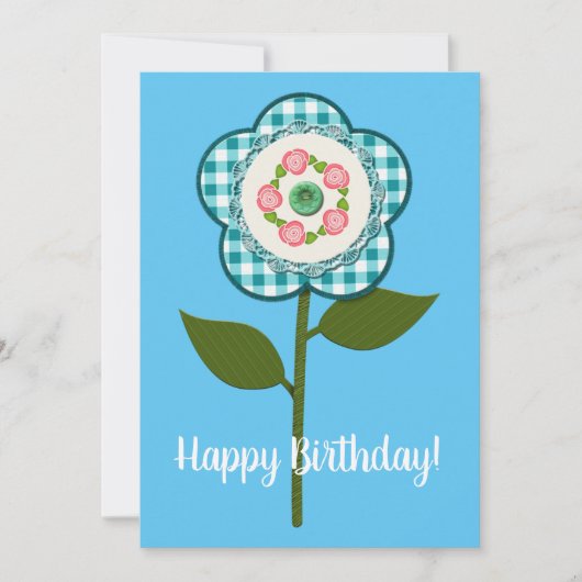 Vrolijk Birthday! Faux Fabric Flower (Voorkant)