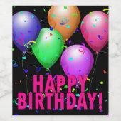 Vrolijk Birthday! Fleslabels voor Bright ballonnen Wijn Etiket (Enkel label)